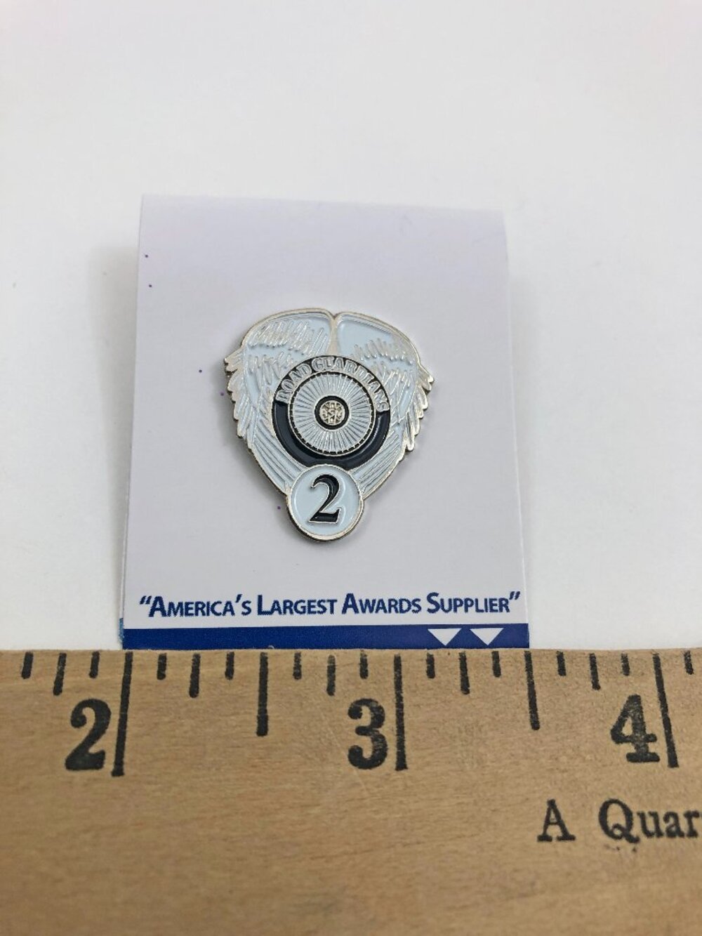 Road Guardians 2 Year Lapel Pin 1x1 inch on Original Card